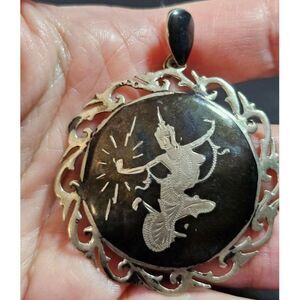 Siam vintage sterling silver pendant black